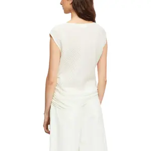 Frilled Seersucker Blouse with Cowl Neck Women COMMA image-5