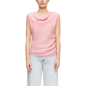 Seersucker Blouse with Cap Collar and Drop Shoulders for Women COMMA image-2