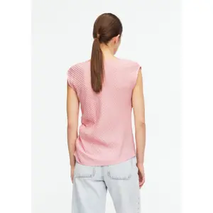 Seersucker Blouse with Cap Collar and Drop Shoulders for Women COMMA image-4