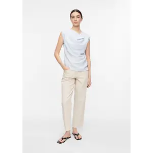 Seersucker Blouse with Rounded Hem Women’s Bateau Neck COMMA image-5