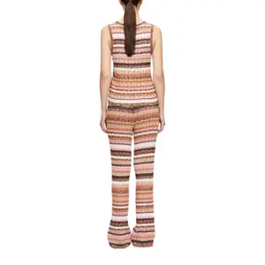 Multicoloured Wide Knit Trousers for Women COMMA image-5