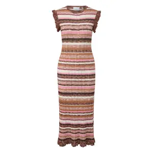 Women's Midi Knit Dress with Ruffles COMMA image-0