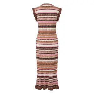 Women's Midi Knit Dress with Ruffles COMMA image-1