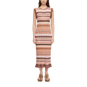 Women's Midi Knit Dress with Ruffles COMMA image-2