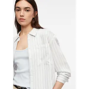 Striped Viscose Shirt with Patch Pockets for Women COMMA image-3
