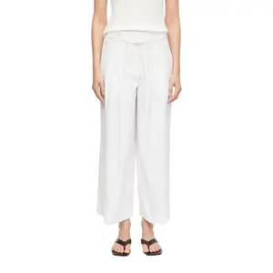 Women's Cotton and Lyocell Blend Pleated Trousers with Belt COMMA image-2