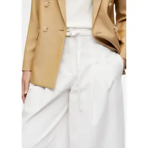 Women's Cotton and Lyocell Blend Pleated Trousers with Belt COMMA image-3