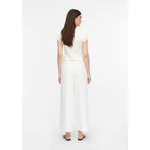 Women's Cotton and Lyocell Blend Pleated Trousers with Belt COMMA image-4