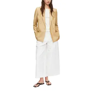 Women's Cotton and Lyocell Blend Pleated Trousers with Belt COMMA image-6