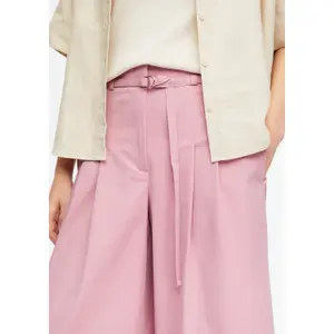 Women's Cotton and Lyocell Blend Pleated Trousers with Belt COMMA image-3