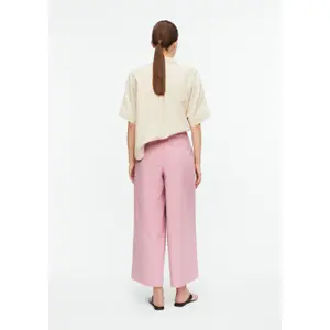Women's Cotton and Lyocell Blend Pleated Trousers with Belt COMMA image-4