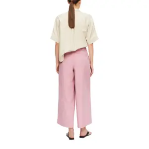 Women's Cotton and Lyocell Blend Pleated Trousers with Belt COMMA image-5