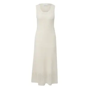 Women’s Sleeveless Long Crochet Knit Dress COMMA image-0