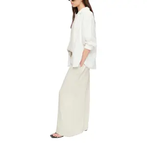 Women's Structured Wide-Leg Viscose Blend Trousers COMMA image-6