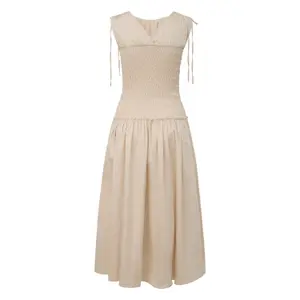 Women's Gathered Cotton Midi Dress COMMA image-1