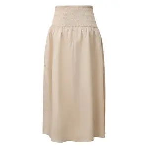 Midi Skirt in Poplin with Smocked Details and Italian Pockets Women COMMA image-1
