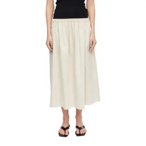 Midi Skirt in Poplin with Smocked Details and Italian Pockets Women COMMA image-2