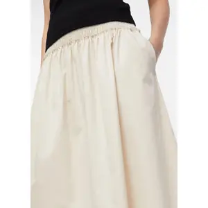 Midi Skirt in Poplin with Smocked Details and Italian Pockets Women COMMA image-3