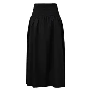Midi Skirt in Poplin with Smocked Details and Italian Pockets Women COMMA image-1
