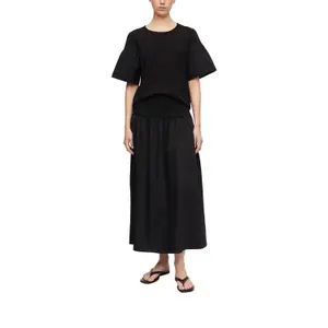 Midi Skirt in Poplin with Smocked Details and Italian Pockets Women COMMA image-2