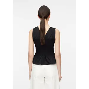Woman's Sleeveless Ruffle Pintucked Poplin Blouse COMMA image-4