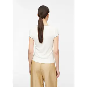 Women's Contrast Crochet Neck T-Shirt COMMA image-4