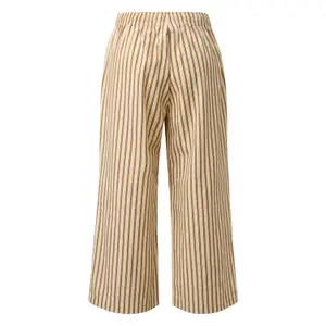 Structured Stripe Seersucker Culotte Trousers for Women COMMA image-1