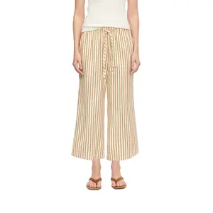 Structured Stripe Seersucker Culotte Trousers for Women COMMA image-2