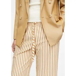 Structured Stripe Seersucker Culotte Trousers for Women COMMA image-3