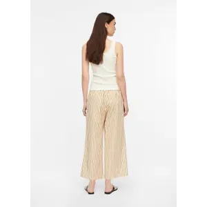 Structured Stripe Seersucker Culotte Trousers for Women COMMA image-4