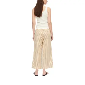 Structured Stripe Seersucker Culotte Trousers for Women COMMA image-5