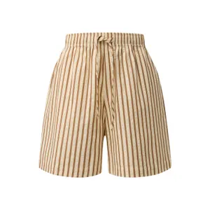 Women's Striped Seersucker Structured Bermuda Shorts COMMA image-0