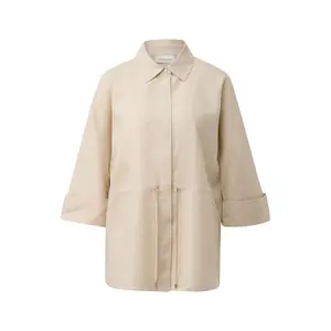 Linen Blend Shirt Collar Bib Apron for Women COMMA image-0