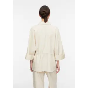 Linen Blend Shirt Collar Bib Apron for Women COMMA image-4