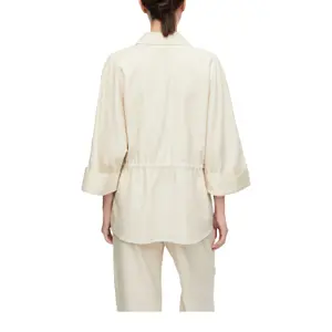 Linen Blend Shirt Collar Bib Apron for Women COMMA image-5