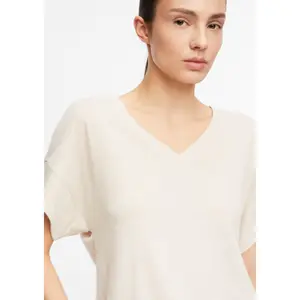 Women's Casual V-Neck T-Shirt with Dropped Shoulders COMMA image-3
