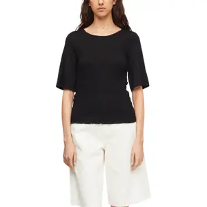 Smocked Detail Viscose Jersey T-Shirt for Women COMMA image-2