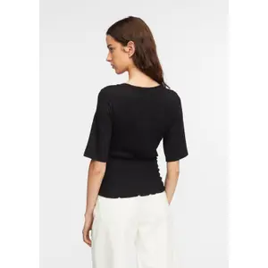 Smocked Detail Viscose Jersey T-Shirt for Women COMMA image-4