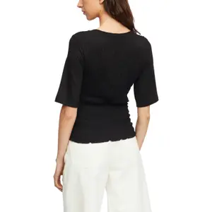 Smocked Detail Viscose Jersey T-Shirt for Women COMMA image-5