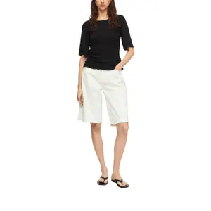 Smocked Detail Viscose Jersey T-Shirt for Women COMMA image-6