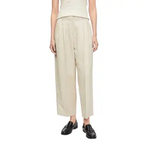 Shiny Metallic Thread Pleated Shorts for Women COMMA image-0