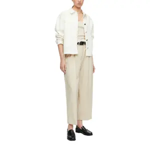 Shiny Metallic Thread Pleated Shorts for Women COMMA image-5
