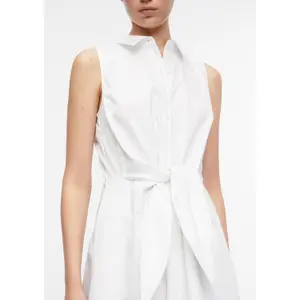 Sleeveless Shirt Dress in Cotton Poplin for Women COMMA image-3
