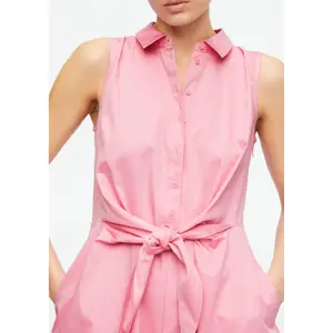 Sleeveless Shirt Dress in Cotton Poplin for Women COMMA image-1