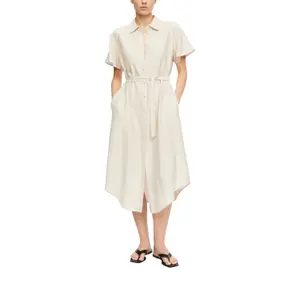 Fluid Shirt Dress in Viscose and Linen for Women COMMA image-6