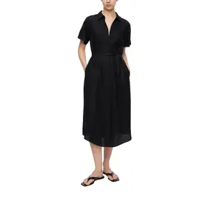 Fluid Shirt Dress in Viscose and Linen for Women COMMA image-6