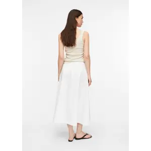 Women's Flared Midi Skirt in Stretch Poplin with Italian Pockets COMMA image-4