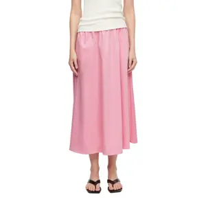 Women's Flared Midi Skirt in Stretch Poplin with Italian Pockets COMMA image-2