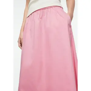 Women's Flared Midi Skirt in Stretch Poplin with Italian Pockets COMMA image-3