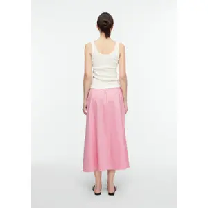 Women's Flared Midi Skirt in Stretch Poplin with Italian Pockets COMMA image-4